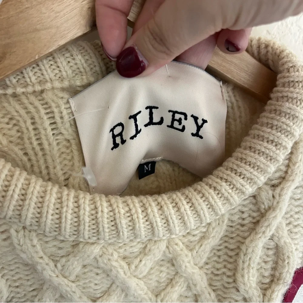 Free People Riley Vintage Patched Wool Blend Crewneck Sweater